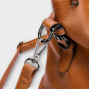 Nicolette Beauvais | Brown Faux Leather Tote Handbag with Shoulder Strap