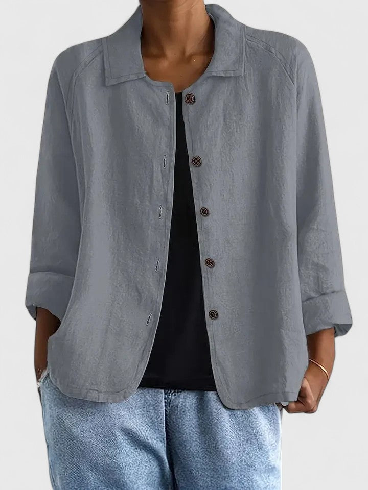 Théodora Wentbridge | Pink Linen-Blend Button-Front Shirt