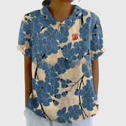 Éloise Fairverne | Green Floral Print Short Sleeve Blouse