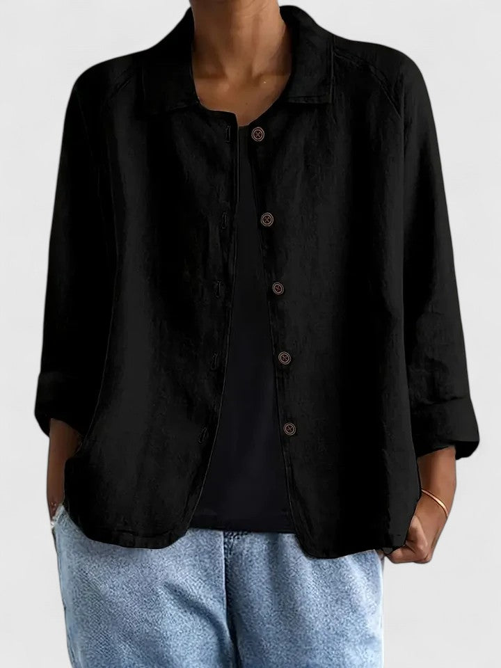 Théodora Wentbridge | Pink Linen-Blend Button-Front Shirt