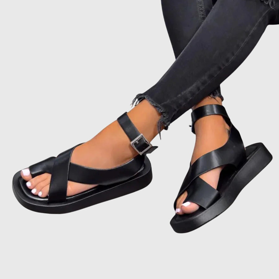 Rosalinde Ashgrove | Orange Platform Sandals with Ankle Strap