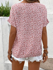 Elspeth Faircombe | Pink Floral Print Button-Up Blouse