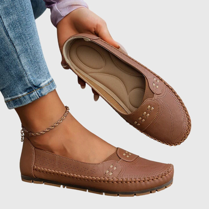 Penelope Ashvere | Beige Orthopedic Slip-On Flats