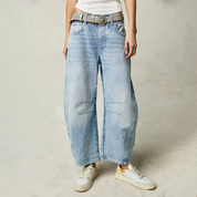 Margeline Ashcroft | High-Rise Barrel Leg Jeans in Light Acid-Wash Denim