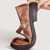 Gwendolyn Ashcroft | Orthopedic Mary Jane Flats in Brown Leather