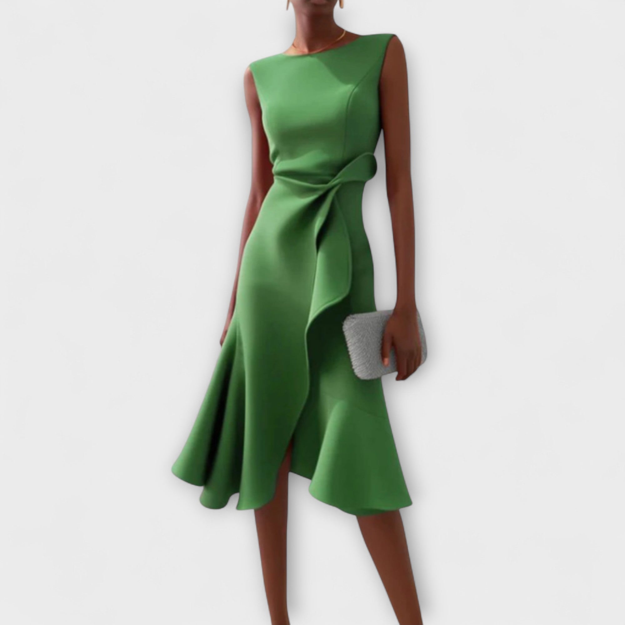 Sylvaine Beaumont | Red Sleeveless Asymmetric Draped Midi Dress
