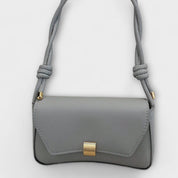 Amélie Courbet | Beige Faux Leather Shoulder Bag with Gold Clasp