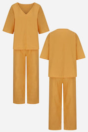 Vittoria Dunmore | Red V-Neck Batwing Top & Straight-Leg Pants Set