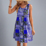 Delphine Ashcourt | Boho Patchwork Print Sleeveless Mini Dress