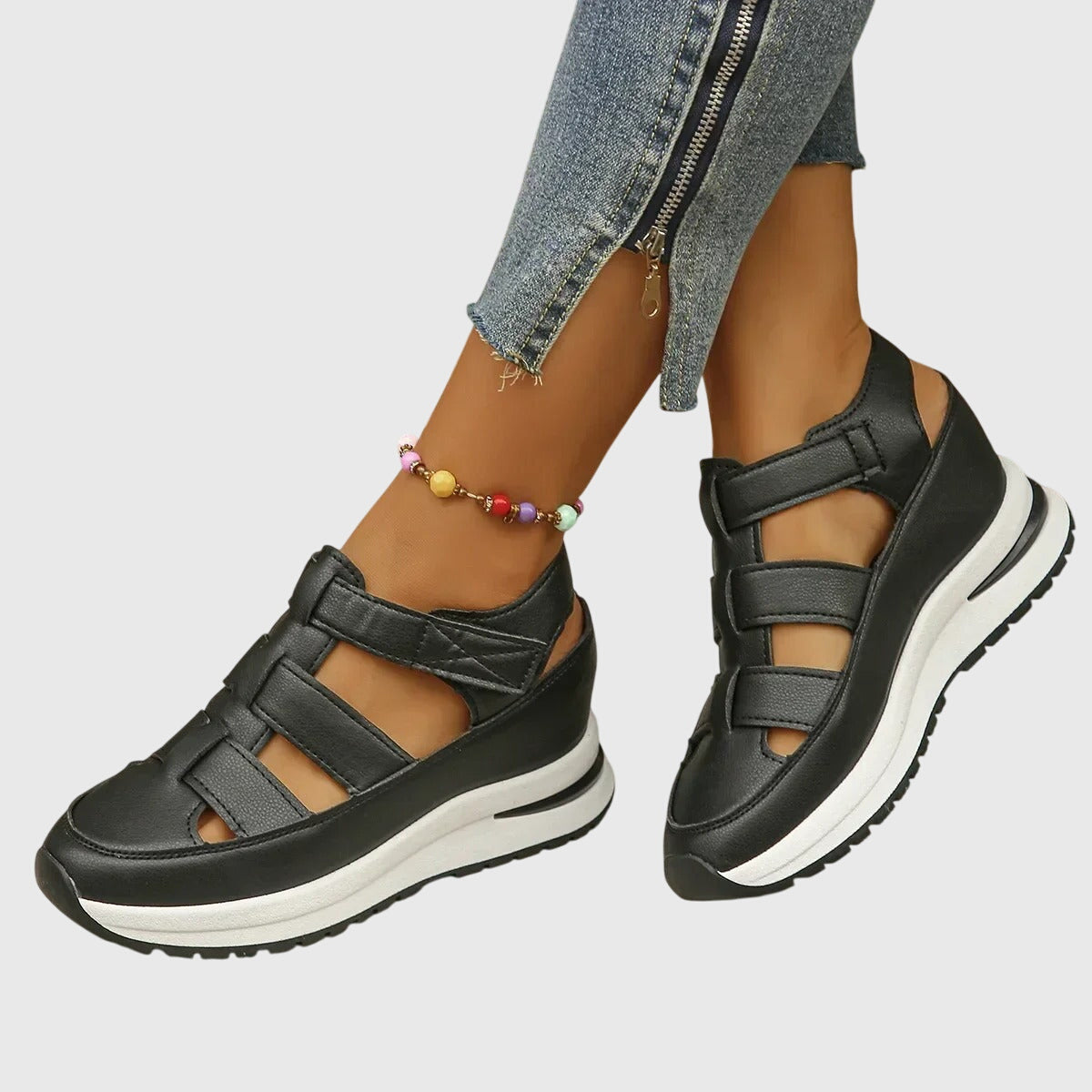Rossana Pelletier | Black Platform Gladiator Sandals for Women