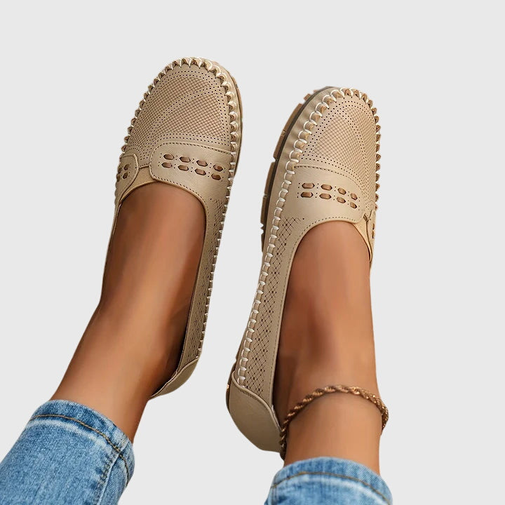 Penelope Ashvere | Beige Orthopedic Slip-On Flats