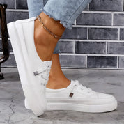 Clarissa Wentworth | White Lace-Up Orthopedic Sneakers for Women