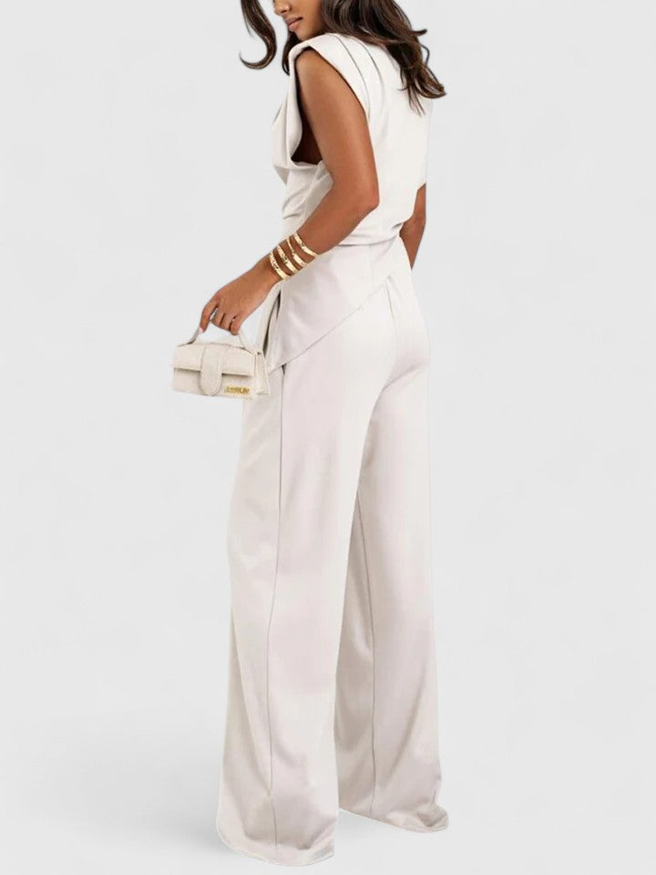 Flavia Montresor | Ivory Sleeveless Wide-Leg Two-Piece Set