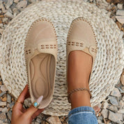Luciana Velthorpe | Beige Perforated Slip-On Comfort Flats