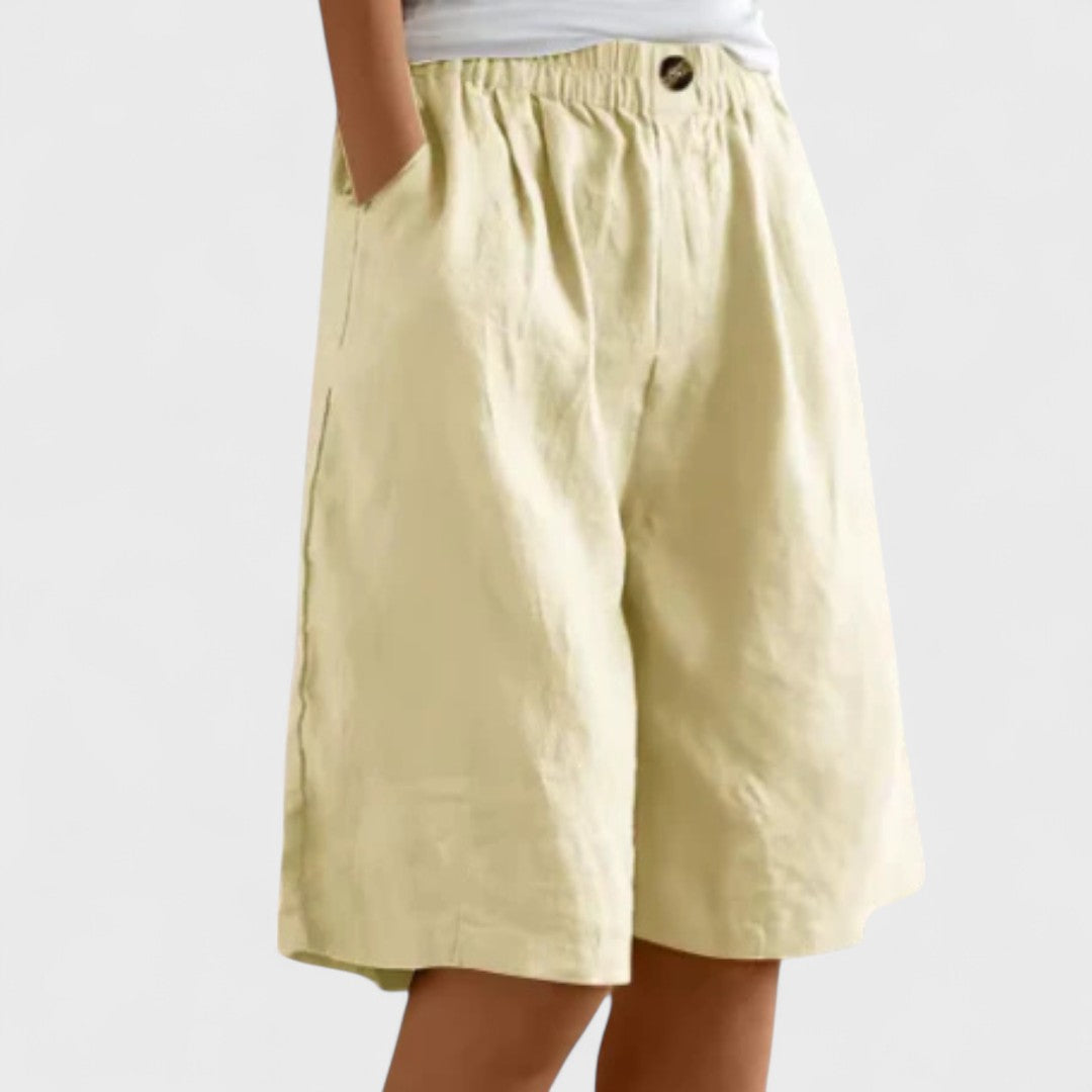 Henriette Valmonde | Army Green Linen Bermuda Shorts