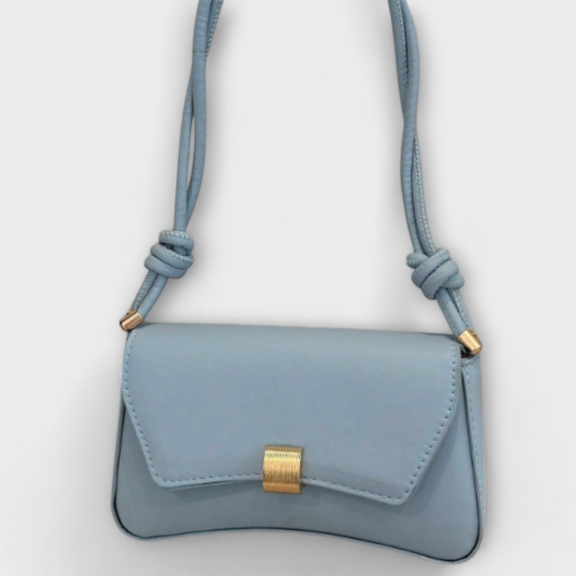 Amélie Courbet | Beige Faux Leather Shoulder Bag with Gold Clasp