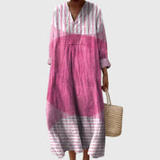 Beatrix Colombe | Colorblock Patchwork Stripe Maxi Dress