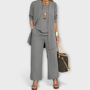Lavinia Montcourt | Grey Three-Piece Cardigan Set for Women