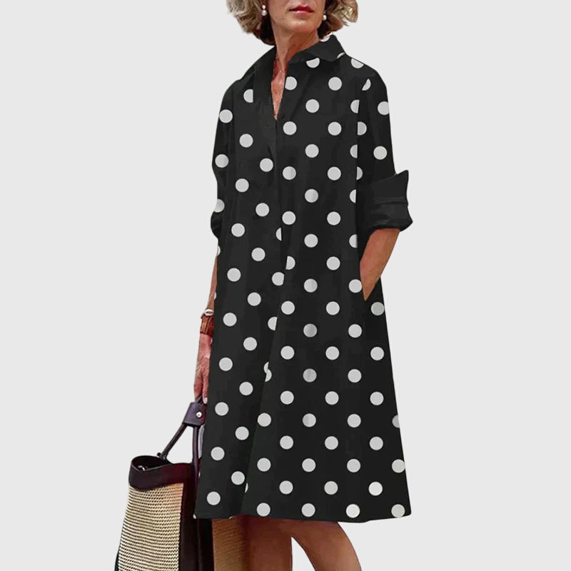 Rosalinde Westmore | Red Midi Shirt Dress with Pockets