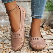 Luciana Velthorpe | Beige Perforated Slip-On Comfort Flats