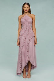 Celestine Vaudreau | Lavender Pleated Halter Midi Dress