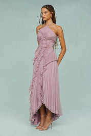 Celestine Vaudreau | Lavender Pleated Halter Midi Dress