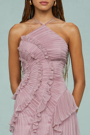 Celestine Vaudreau | Lavender Pleated Halter Midi Dress