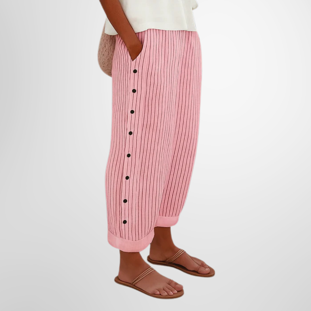 Alaric Beaumont | Blue Striped Wide-Leg Linen Pants