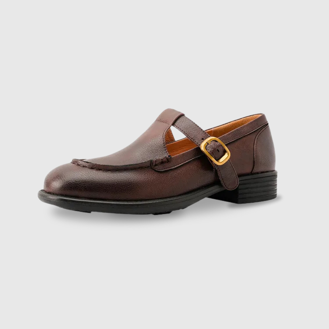 Clémence Hargrove | Black T-Strap Mary Jane Shoes with Low Block Heel