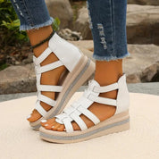 Luciana Stormvale | Black Gladiator Platform Sandals with Rhinestone Detail