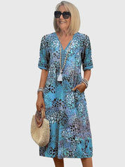 Rosalinde Caldecourt | Boho Floral Midi Dress with V-Neck