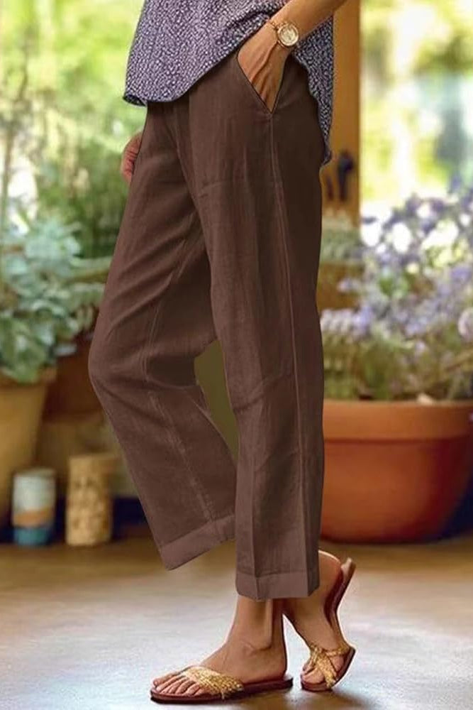 Claudine Vosslair | White Cropped Linen Trousers