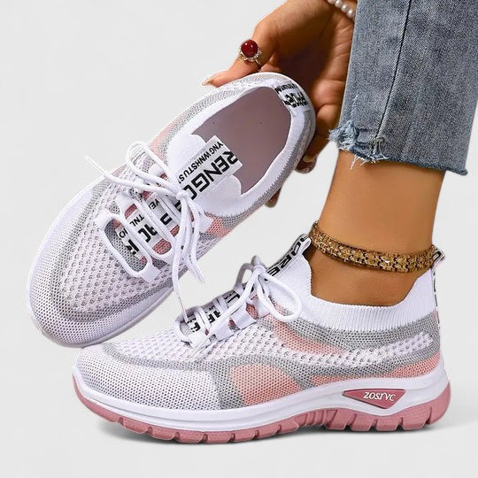 Emmeline Hartcross | Orthopedic Mesh Sneakers in Pink Beige