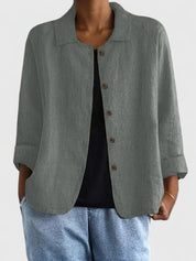 Théodora Wentbridge | Pink Linen-Blend Button-Front Shirt