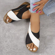 Claudette Harbourne | Navy & White Colorblock Wedge Sandal