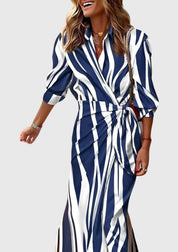 Delphine Vauclaire | Orange & Pink Geometric Print Wrap Midi Dress