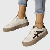 Vittoria Blanchard | White & Navy Lace-Up Platform Sneakers