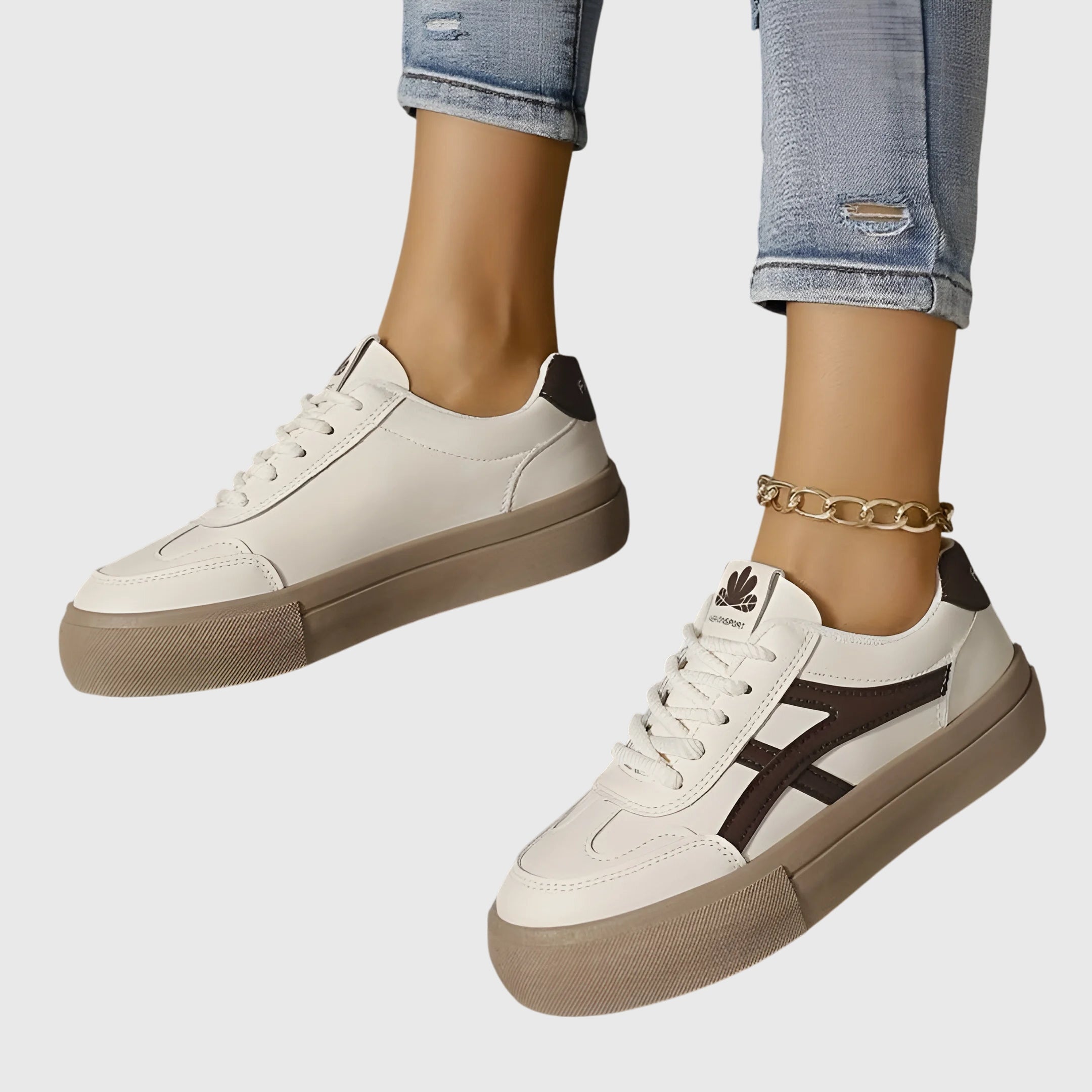 Vittoria Blanchard | White & Navy Lace-Up Platform Sneakers