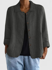 Théodora Wentbridge | Pink Linen-Blend Button-Front Shirt