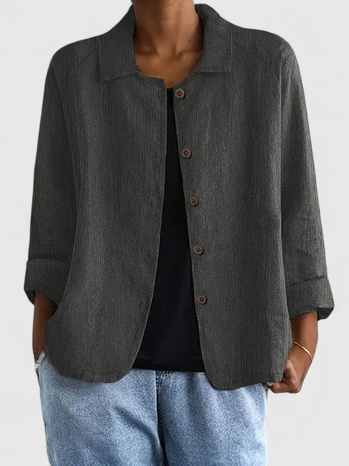 Théodora Wentbridge | Pink Linen-Blend Button-Front Shirt