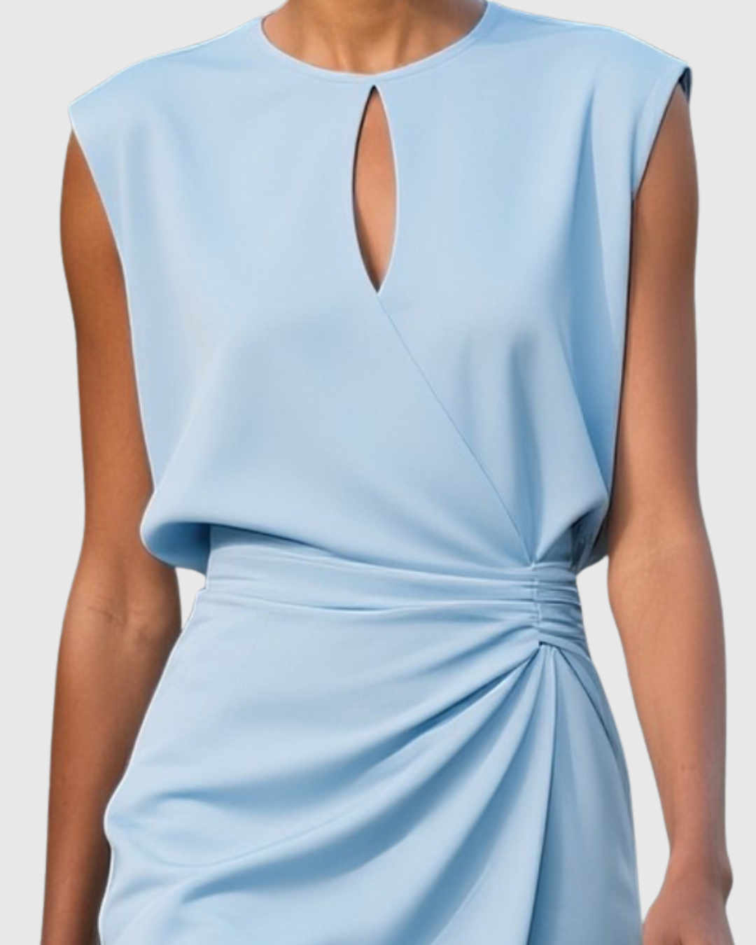 Adelaide Vornbrook | Light Blue Sleeveless Keyhole Midi Dress