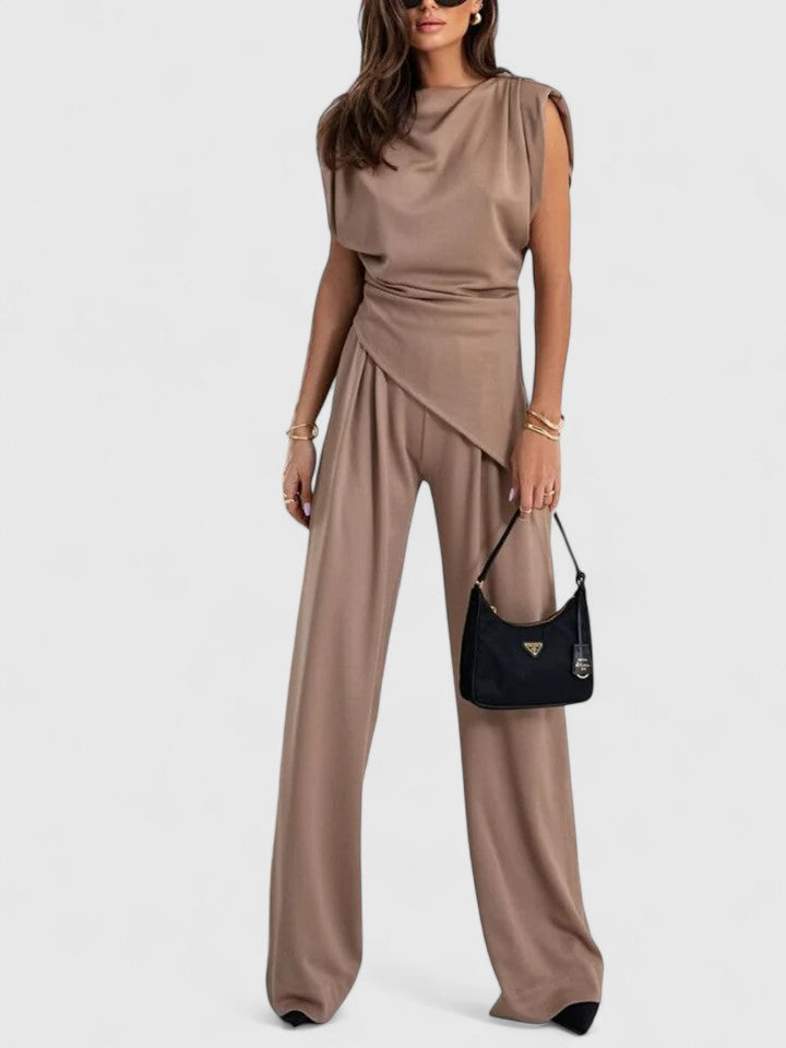 Flavia Montresor | Ivory Sleeveless Wide-Leg Two-Piece Set
