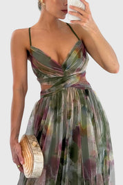 Elowen Faircourt | Floral Print Maxi Dress with Crisscross Straps