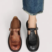 Gwendolyn Ashcroft | Orthopedic Mary Jane Flats in Brown Leather