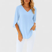 Nadine Ashbourne | Black V-Neck 3/4 Sleeve Blouse