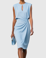 Adelaide Vornbrook | Light Blue Sleeveless Keyhole Midi Dress