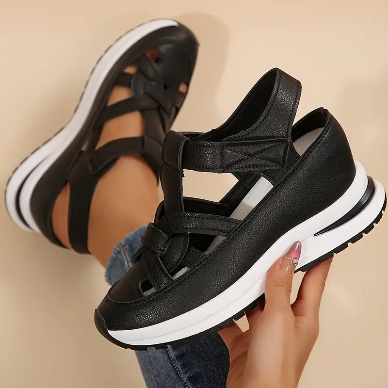 Antoinette Silvermoor | White Platform Orthopedic Sandals