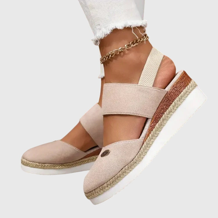 Celestine Dawnbrook | Beige Espadrille Wedge Orthopedic Sandals