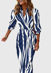 Delphine Vauclaire | Orange & Pink Geometric Print Wrap Midi Dress