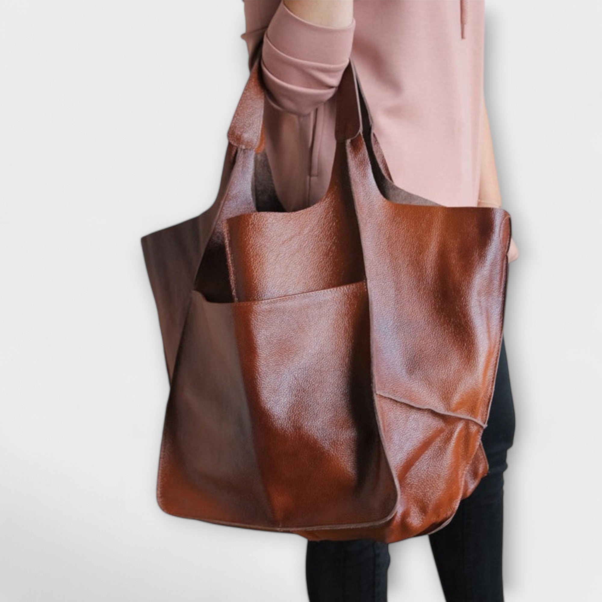 Cordelia Ashworth | Spacious Black Faux Leather Tote Bag